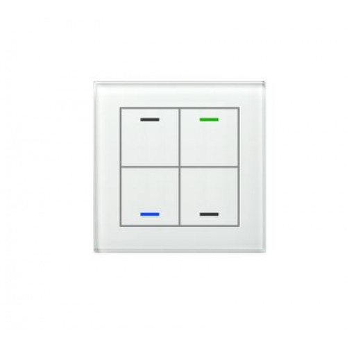 KNX GLASS PUSH BUTTON II LITE 4-FOLD RGBW WHITE WITH TEMPERATURE SENSOR