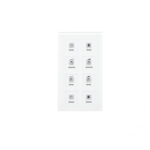 GLASS PUSH BUTTON PLUS 8-FOLD WHITE WITH TEMPERATURE SENSOR