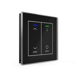 KNX GLASS PUSH BUTTON II LITE 2-FOLD RGBW BLACK Up/Down and I/O SYMBOL WITH TEMPERATURE SENSOR
